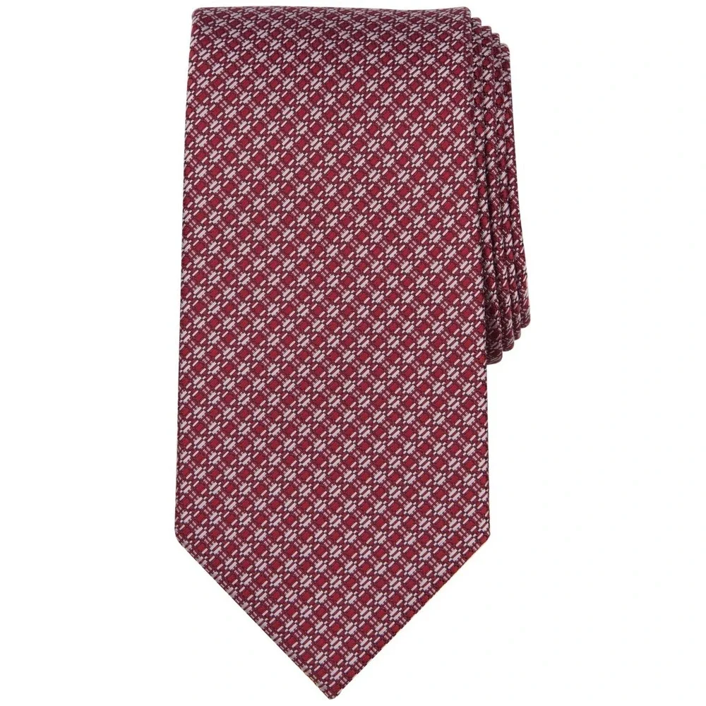 Perry Ellis Portfolio Mens Tie One Size Red Kallosa Textured Necktie NWT